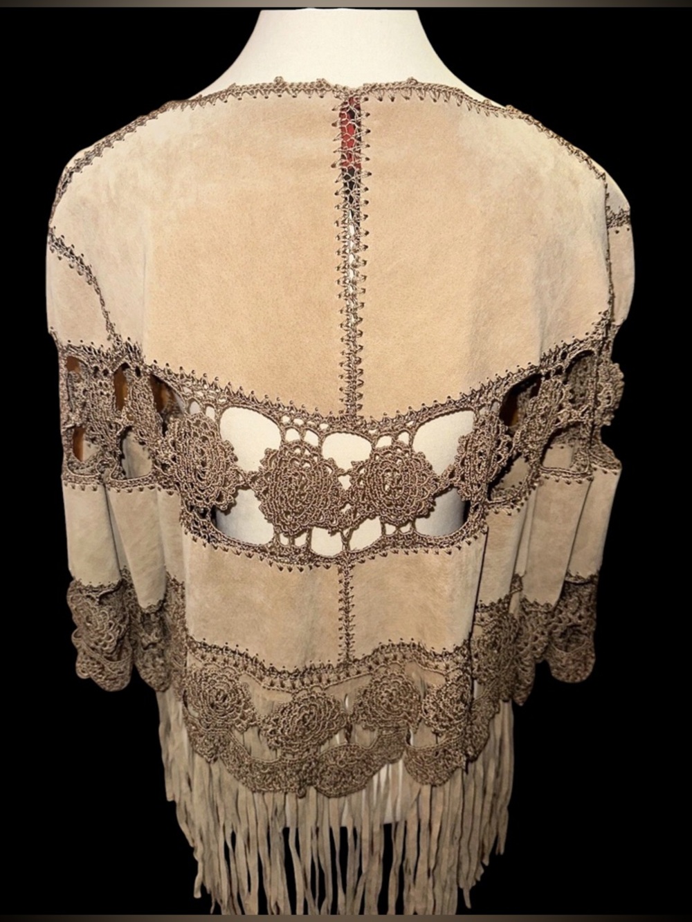 Adrienne Landau Suede/crochet Vintage Jacket 1970’s - Picture 3 of 5